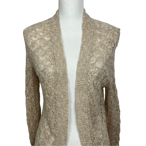 MAURICES Women’s Long Cardigan Open Loose Knit Sweater Sz XS Beige/Tan Color LS - Picture 2 of 13